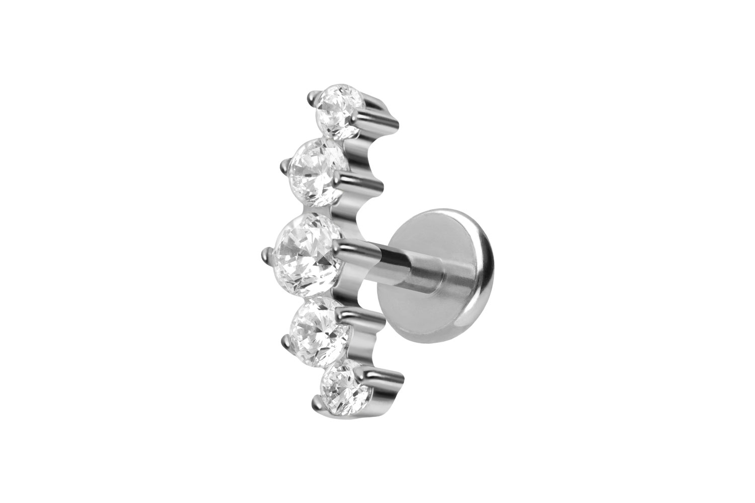 Titan Labret Piercing mit Push Fit 5 EINGEFASSTE KRISTALLE